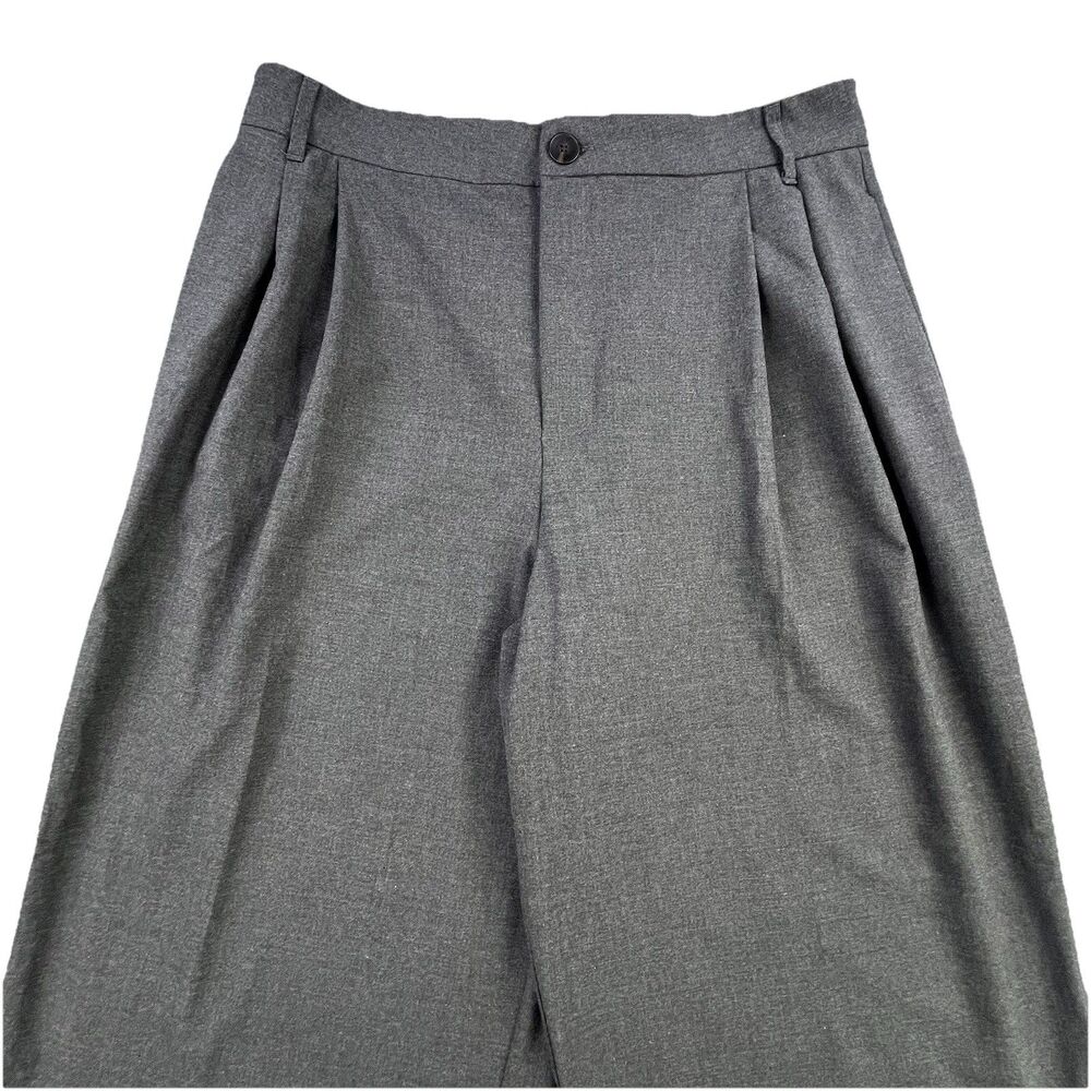 Zara Pants Women's Size Large Gray Wide Leg Pleated High Rise Trouser Dress - Picture 2 of 14